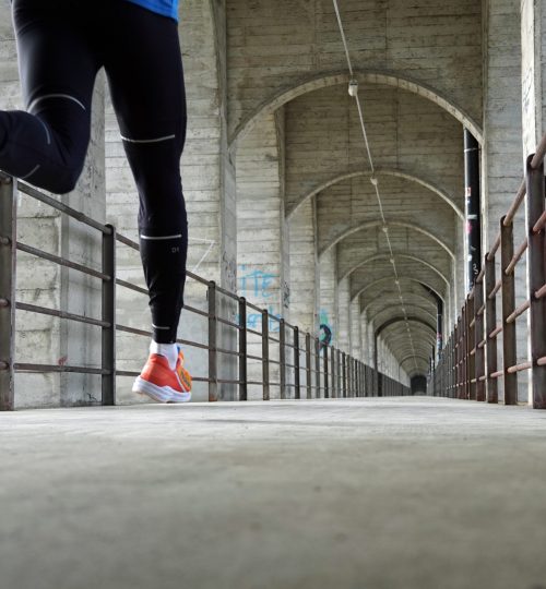 Patrick Cometta Running under the Grandfey Bridge in Fribourg
